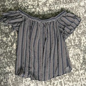 Anthropologie - Sunday in Brooklyn Black Chevron Off The Shoulder. M. Like New.